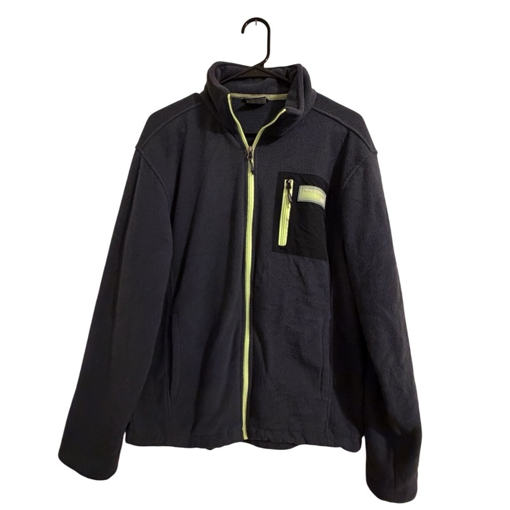 New Balance Fleece Jacket Mens Medium Gray Zip Pocket